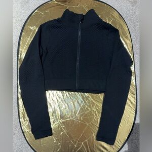 New Mix Black Crop Top Full Zip Up